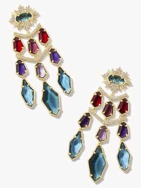 Kendra Scott Alexandria Tiered Statement Gold Earrings New